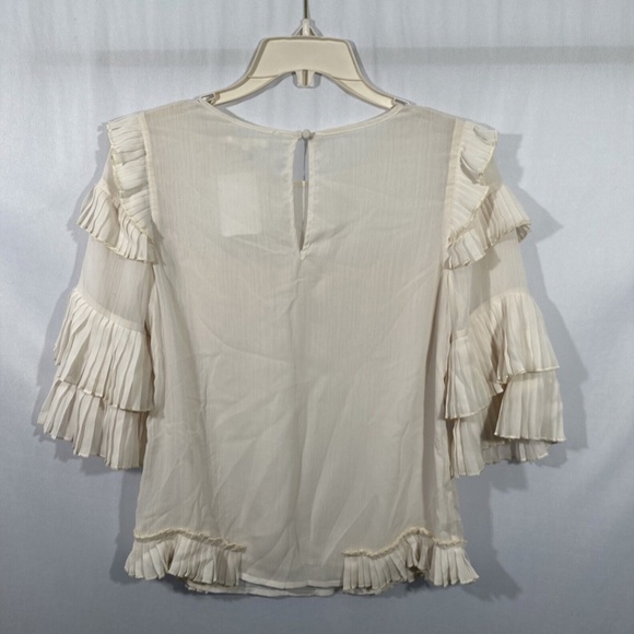 USED $158 Tularosa [ XS ] Margo Ruffle‎ 3/4 Sleeve Top in Cloud Ivory - Picture 13 of 16